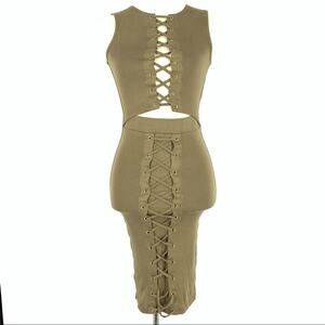 Hot & Delicious Olive Green Bodycon Dress‎ Small NWT